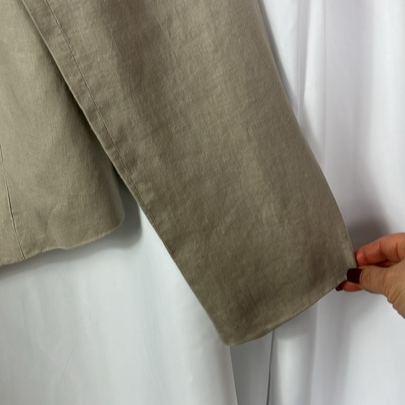 August Silk linen open face lined long sleeve blazer Sz L Taupe - Picture 5 of 9